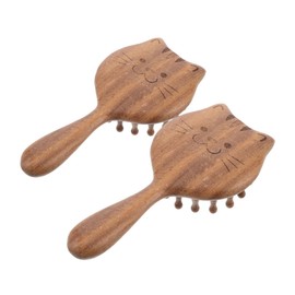 Outanaya 2 Pcs Wooden Wide Tooth Hair Massager Comb Ergonomic Portable Wooden Scalp Massager for Curly Hair Travel Friendly Design Durable Construction
