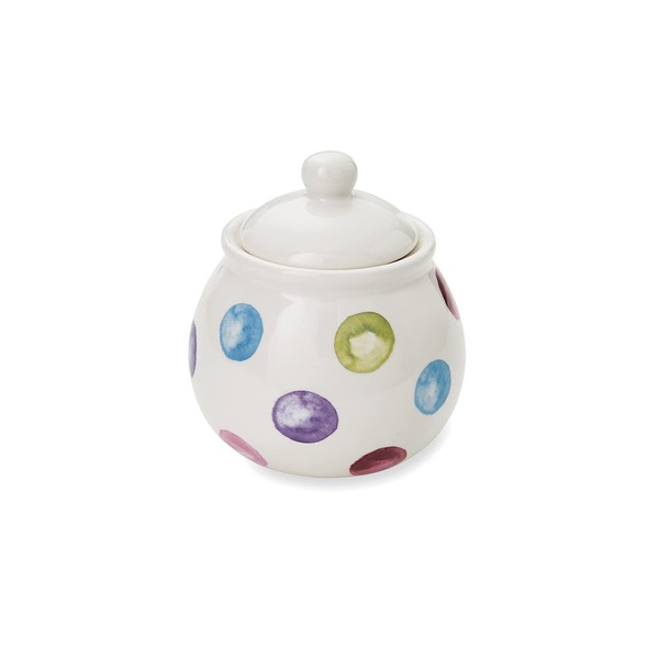 Cooksmart British Designed Sugar Bowl with Lid | Ceramic Sugar Pot with Modern Designs | Sugar Bowls with Lids Perfect for Any Kitchen - Spotty Dotty