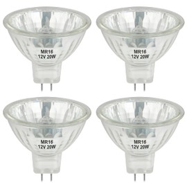 YEGRUEB MR16 Halogen Bulb 12V 20W GU5.3 Bi-Pin Base， 2800K Warm White Dimmable, for Desk Lamp, Track Light(Pack of 4)