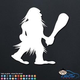 Caveman Vinyl Decal Sticker Bumper Cling for Car Truck Window Laptop Wall Cooler Tumbler | Die-Cut/No Background | Multi Sizes/Colors | by Car Decal Geek-Orange, 14"