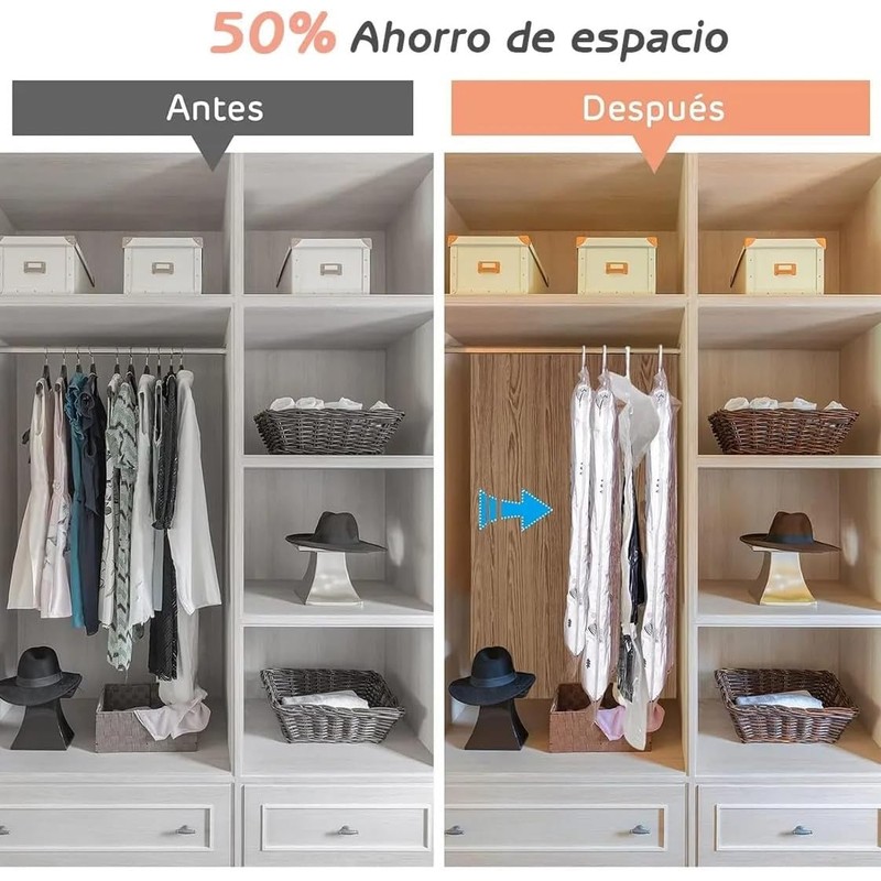 6 Piezas Bolsas de Almacenamiento de Vacío con Bomba Eléctrica,80%