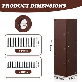 KvyusFlourish 8 Packs Planter Raised Beds Corner Brackets 11 in Metal L Brackets with Screws Brown Angle Corner Bracket Connectors for Plants 11" x 3" x 3" for Wood Flower Box Angle Brace, Brown