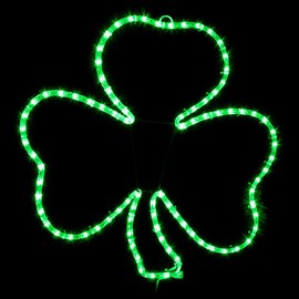 Brilliant Brand Lighting - 22 Inch Green LED Rope Light Shamrock Motif - Lighted Silhouette - Indoor/Outdoor