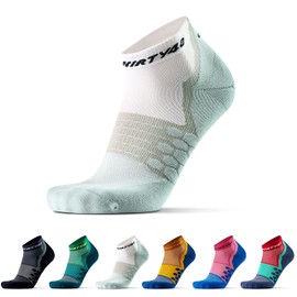 Thirty48 - Calcetines de compresión de corte bajo para hombre y mujer, más compresión donde sea necesario, 1 par: gris claro/blanco., Large