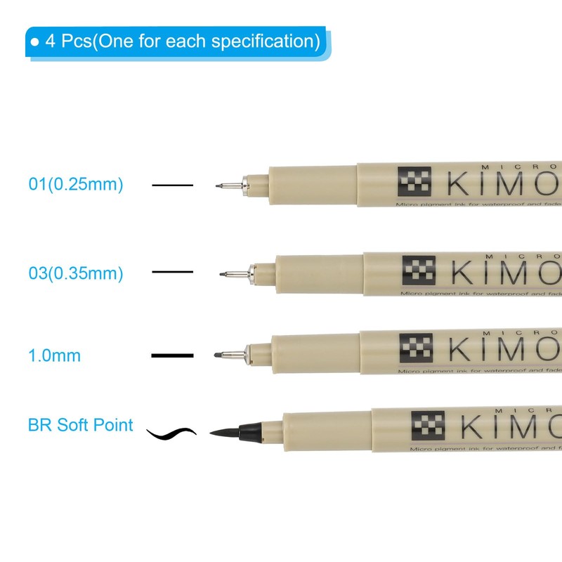 PATIKIL Micro Pen Fineliner Pens Set, 4Pcs Multiliner Fine Point