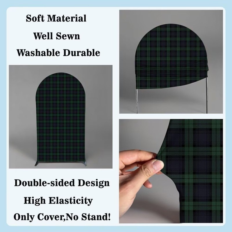 Aerdce Set of 2 (7.2ft, 6ft) Tartan Plaids Arch Backdrop