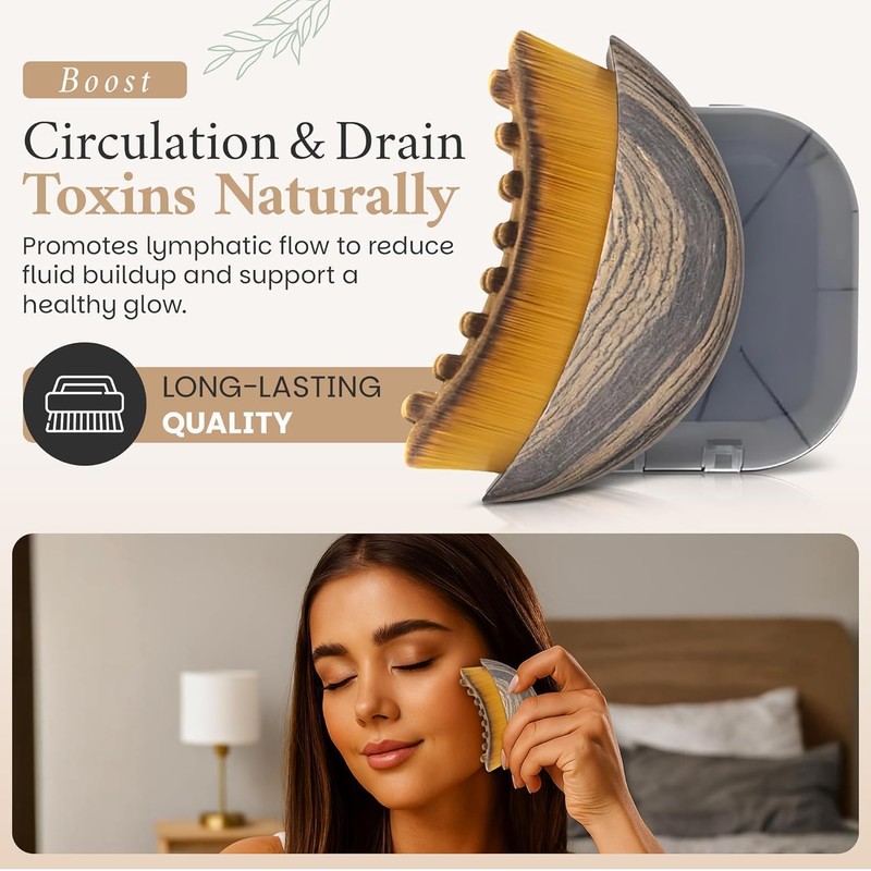 Pack of 2 Face Brushes, Lymphatic Brushes, Guasha Dry Brush