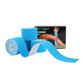 Kinesiology Tape Uncut Physio Tape Bands for Training, Sports and Injury Recovery, Athletic Tape Ideal for Knee, Joint and Muscle Support (4 Rolls Blue)