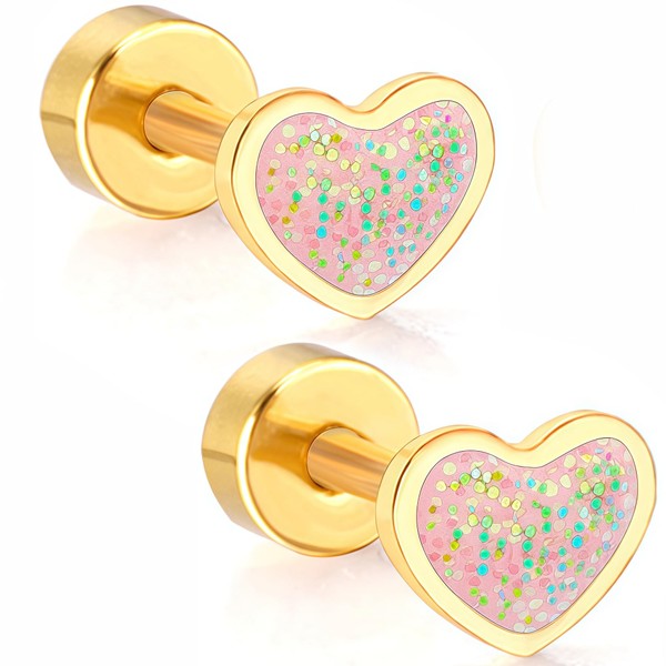 TAIGRAMA Gold Flat Back Stud Earrings for Women, Hypoallergenic Surgical