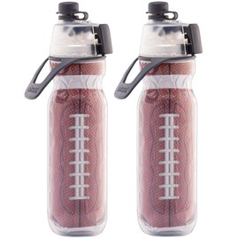 O2COOL Mist 'N Sip - Botella de agua de nebulización 2 en 1 con función de niebla y sorbo sin fugas en la parte superior, botella de agua deportiva, botella de agua reutilizable, 20 onzas (paquete de 2 balones de fútbol)