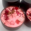 Handmade Pink Rose Quartz Crystal Love Spell Intention Candle with