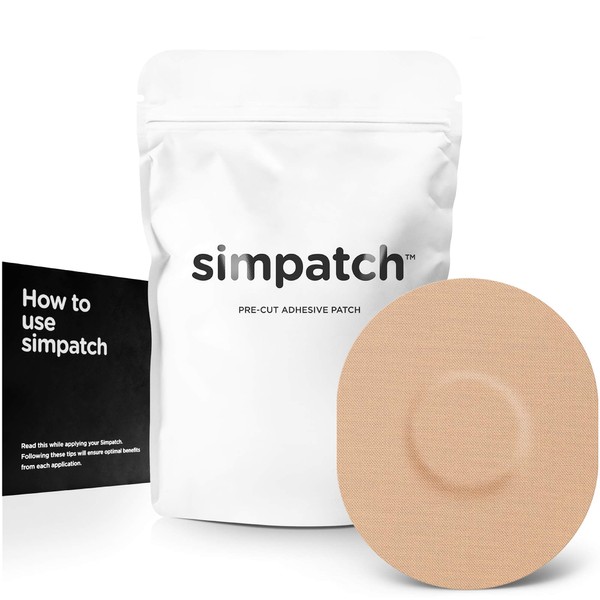 SIMPATCH Universal Adhesive Patch (25-Pack) - Waterproof Adhesive, CGM Patches (Beige)