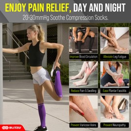 BLITZU Compression Socks for Women and Men, Best Support for Running, Travel, Pregnancy, Knee High Graduated Compression Stockings PINK L