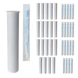 Boost Sticks 2-Way Humidity Control Packs 62% RH for Pre Rolls with Tubes, 98mm White Squeeze Top Containers - Pack of 20