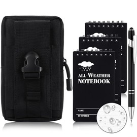 Prudiut 3 × 5" Waterproof Notepad Notebook with Weatherproof Pen and Fabric Notebook Cover, Write in the Rain Pocket Notebook Waterproof Small Notepad for Outdoor Activities Recording