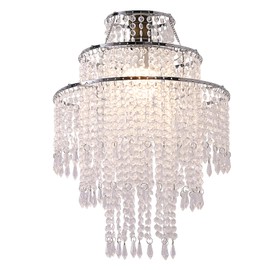 SEEYUAN 3 Tiers Acrylic Chandeliers lamp Shade, Acrylic Beaded Chandelier,Pendant Ceiling Light Shade for Wedding Bedroom Hallway Bathroom - Diameter 13.7''*H17.7''