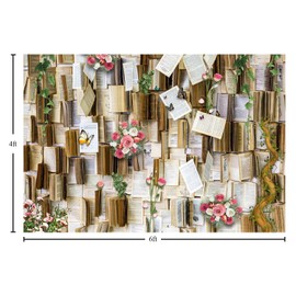 KUKUSOUL 6x4ft Books Background for Photography Books Pages Pink Flowers Wedding Party Backdrop for Book Lovers Photography Studio Props KUHBDJ166