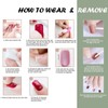 Juneyemo 24 Pcs Short Square False Nails Shimmery Press On