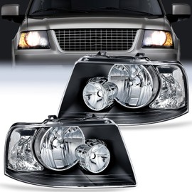 Nilight Headlight Assembly Compatible with 2003 2004 2005 2006 Ford Expedition Headlamps Replacement Black Housing Clear Reflector Clear Lens Driver and Passenger Side