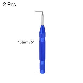 sourcing map Automatic Center Punch, 5-Inch Spring-Loaded Center Hole Puncher Marker Hand Tool Adjustable Blue for Wood Metal Plastic 2pcs