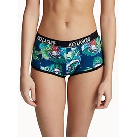 Akela Surf Societys Sporty Bikini Bottom Swimwear, Patterned Green, Small