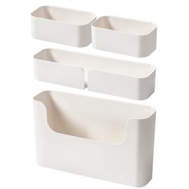 4 Pack Bedside Shelf Wall Mount,Wall Mounted Floating Shelf, Bedside Shelf Organizer Set,Non-Drilling Adhesive Plastic Storage Organizer for Home Decor,Kitchen,Bedroom,Bathroom,Rv (White)