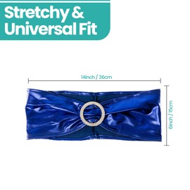 Trimming Shop Lycra Spandex Chair Elastic Band with Buckle for Chair Cover - Elastic Sash for Wedding Reception and Party Decoration - Shiny Navy Blue, 25