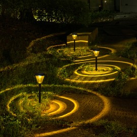 Menae Moon Bright Solar Pathway Lights 4 Pack, Color Changing+Warm White LED Path Lights Decor for Garden Yard, Glass Stainless Steel Landscape Lights for Lawn Patio Pathway