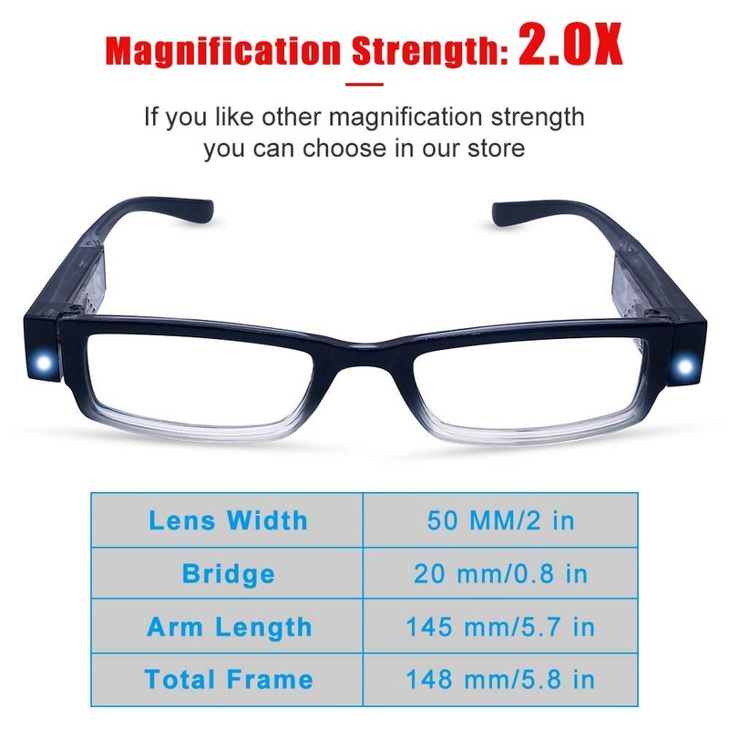DuanMei 3 Pack Reading Glasses with Lights and Magnifier Reading