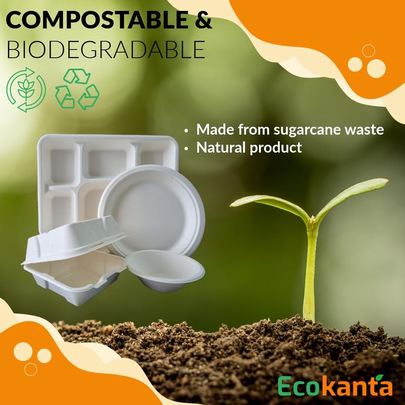Ecokanta Paper Plates (9 Inch / 25 Pack) - Heavy