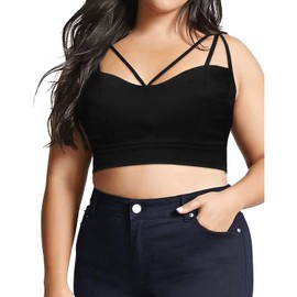 HDE Women's Sports Bra Strappy Cross Back Yoga Top Plus Size Workout Bralette Black
