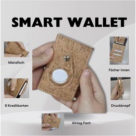 SimpleyPro - Hochwertiges und stylisches Wallet mit Airtag- & Münzfach aus hochwertigem Kork für 12 Karten, nachhaltige Geldbörse Herren & Frauen, Slim Wallet, Geldbeutel, Kartenetui, Portemonnaie