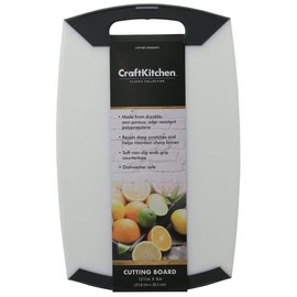 CraftKitchen Kichen Cutting Board | Dishwasher Safe | Reversible Design | Chopping Food | Baking Cooking Meat, Black/White 12.5-in x 8-in Non-Slip Poly Cutting Board with Soft Grip Edges