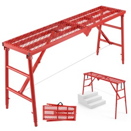 Scaffolding Platform, 880LBS Foldable Work Platform 6-Gear Height (33"-53")