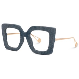 Zeelool Stylish Oversized Square Eyeglasses Frame with Non-prescription Clear Lens for Women Latanya ZJGA499974-02 Blue