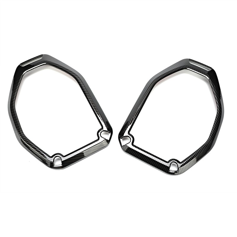 2Pcs Car Carbon Fiber Texture Roof Speaker Ring Cover Trim