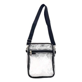 YUESUO Clear Crossbody Purse Bag with Front Pocket Removable Shoulder Strap for Concerts Sports Events Festivals (Black, Small)