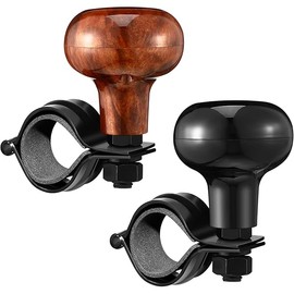 Tallew 2 Pieces Steering Wheel Knob Spinner Suicide Knobs Steering Wheel 360 Degrees Rotation Tractor Accessories for Cars, Trucks, Tractors, Boats(Black and Brown)