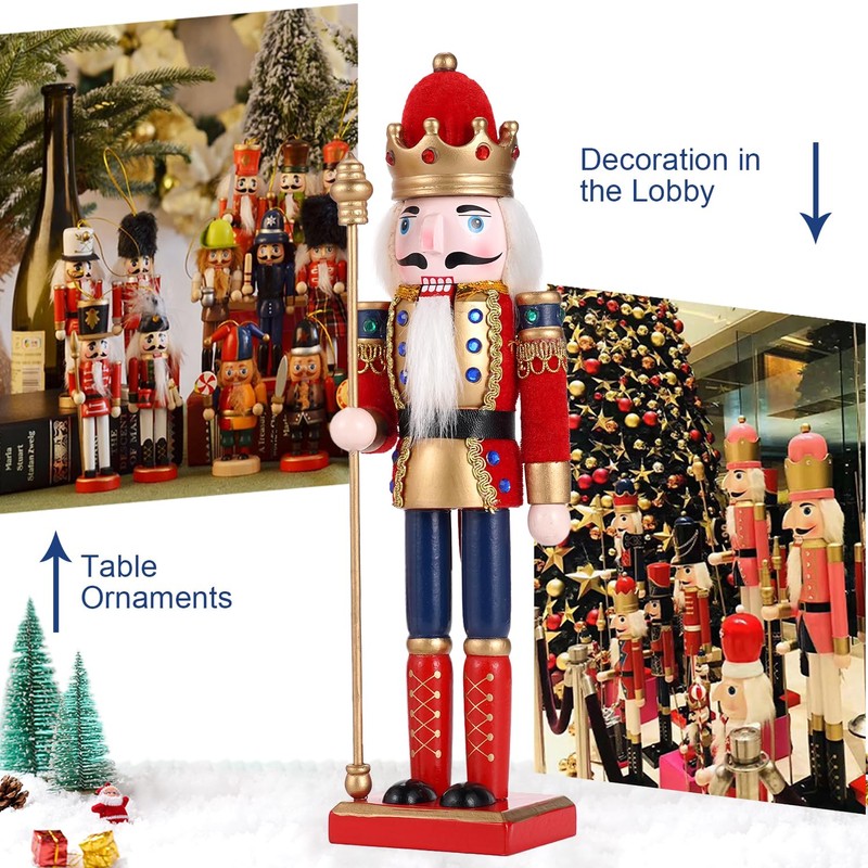 COMBIUBIU 30CM Wooden Nutcracker Christmas Decorations,Wooden Nutcracker Figures,Festive Collectible Nutcracker