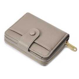 ANYWN Women's Small Soft Leather Purse Small Purse Women's Mini Purse with Large Zip Coin Compartment, gray
