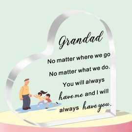 WTOPP Grandad Gifts,Heart-Shaped Acrylic Plaque Gifts For Father's Day From Granddaughter Grandson,Grandad Birthday Gifts,Christmas Presents For Grandad,New Grandad,Best Grandad Ever Acrylic