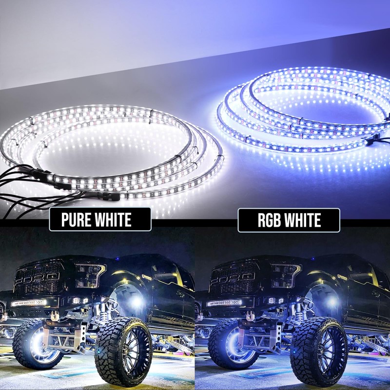 Beatto 14 inch Bright White Double Row Wheel Lights, Pure