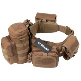 GZ XINXING Tactical Battle Belt 5 in 1 Law Enforcement Tactical Duty Belts Airsoft Utility Belt with Accessories Pouches (Black)