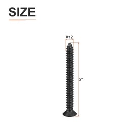 DTGN 100Pcs #12x2" Flat Head Wood Screws, 304 Stainless Steel Phillips Self Tapping Screws - Good for Woodworking, Furniture - Black