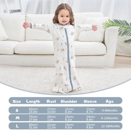 Pack of 2 Baby Sleeping Bag, Portable Baby Blanket, Made of 100% Cotton, Long Sleeve Sleeping Bag for Toddlers from 0 to 18 Months (Giraffe Window, L)