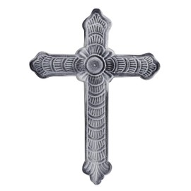 PURESTORY 9.8 x 7 Inches Decorative Metal Wall Cross for Home Décor | Religious Cross for Wall | Metal Cross Wall Decor Art for Home - White