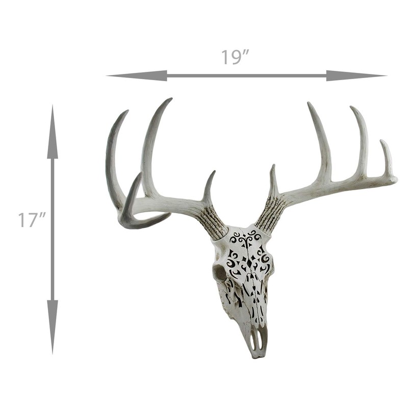 Zeckos Decorative Filigree Design Hanging Deer Skull Statue 17 Inch