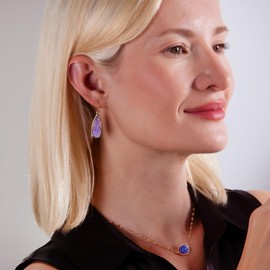 Purple Earrings for Women Dangling - Lilac Earrings for Women, Purple Statement Earrings, Boho Lavender Earrings for Women, Sparkly Earrings, Teardrop Simulated Druzy Purple Dangle Earrings for Women