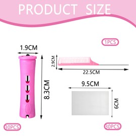 61 Piece Set 0.75 Inch Perm Rollers Large with Steel Comb, 30 Pieces Curlers Perm and 30 Pieces Perm Paper Curler Set for Women with Elastic Band