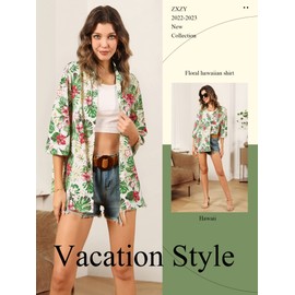 ZXZY Women Pineapple Printed Lapel Collar Half Sleeves Buttons Down Blouse Shirt